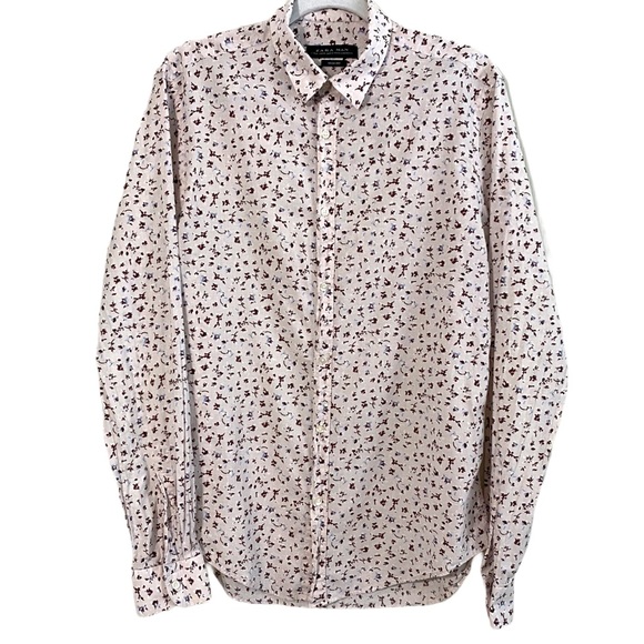 Zara Other - Zara Man floral print poplin button down shirt m